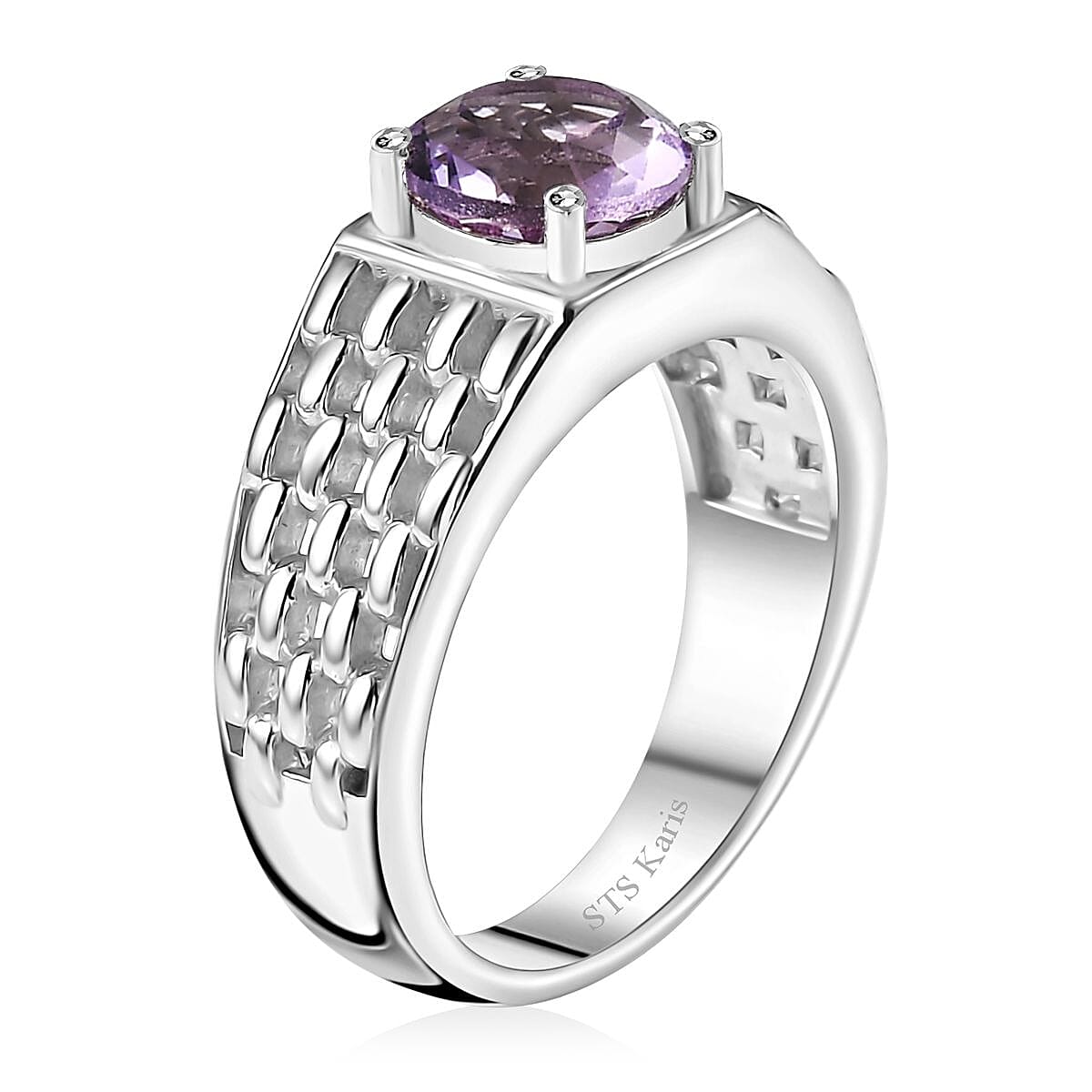 Karis Rose De France Amethyst 1.75 ctw Solitaire Ring in Platinum Bond (Size 9.0) image number 2