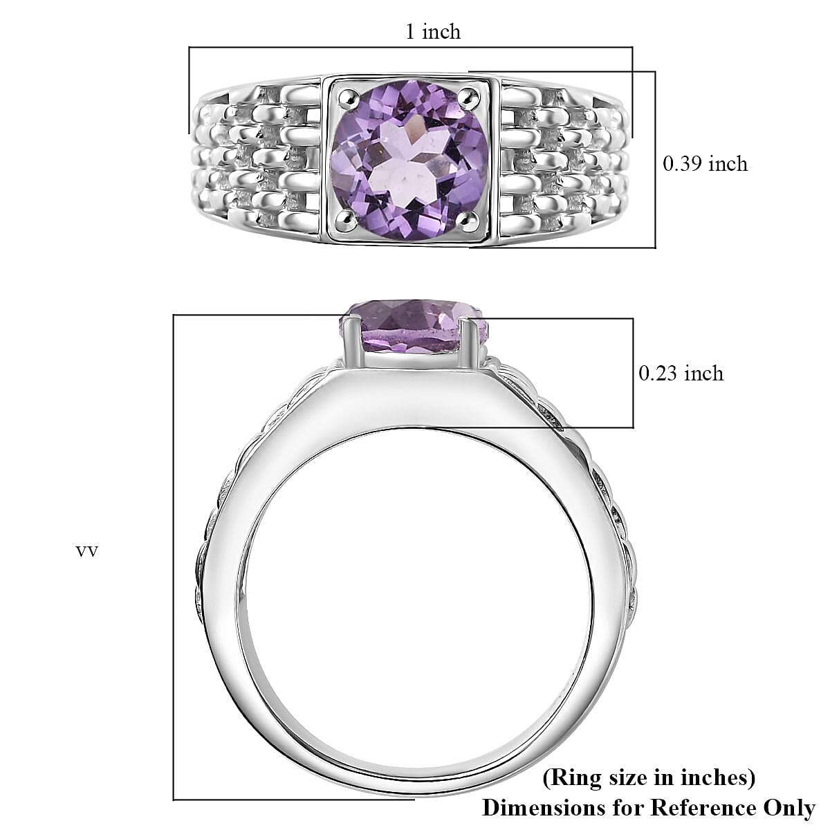 Karis Rose De France Amethyst 1.75 ctw Solitaire Ring in Platinum Bond (Size 9.0) image number 4