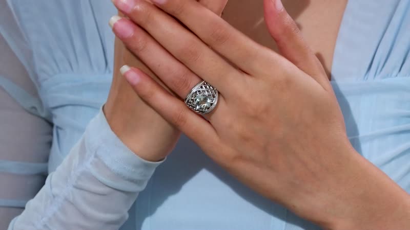 Karis Montezuma Prasiolite 3.60 ctw Ring in Platinum Bond