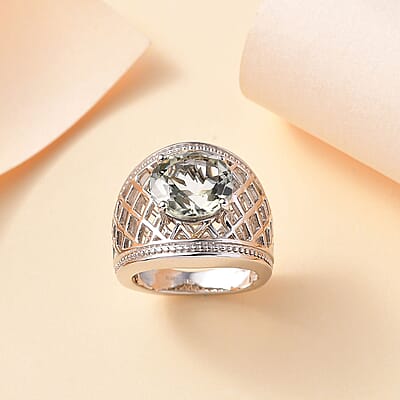 Karis Montezuma Prasiolite 3.60 ctw Ring in Platinum Bond (Size 10.0)