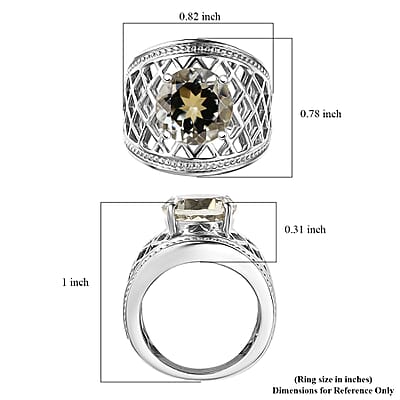 Karis Montezuma Prasiolite 3.60 ctw Ring in Platinum Bond (Size 10.0)