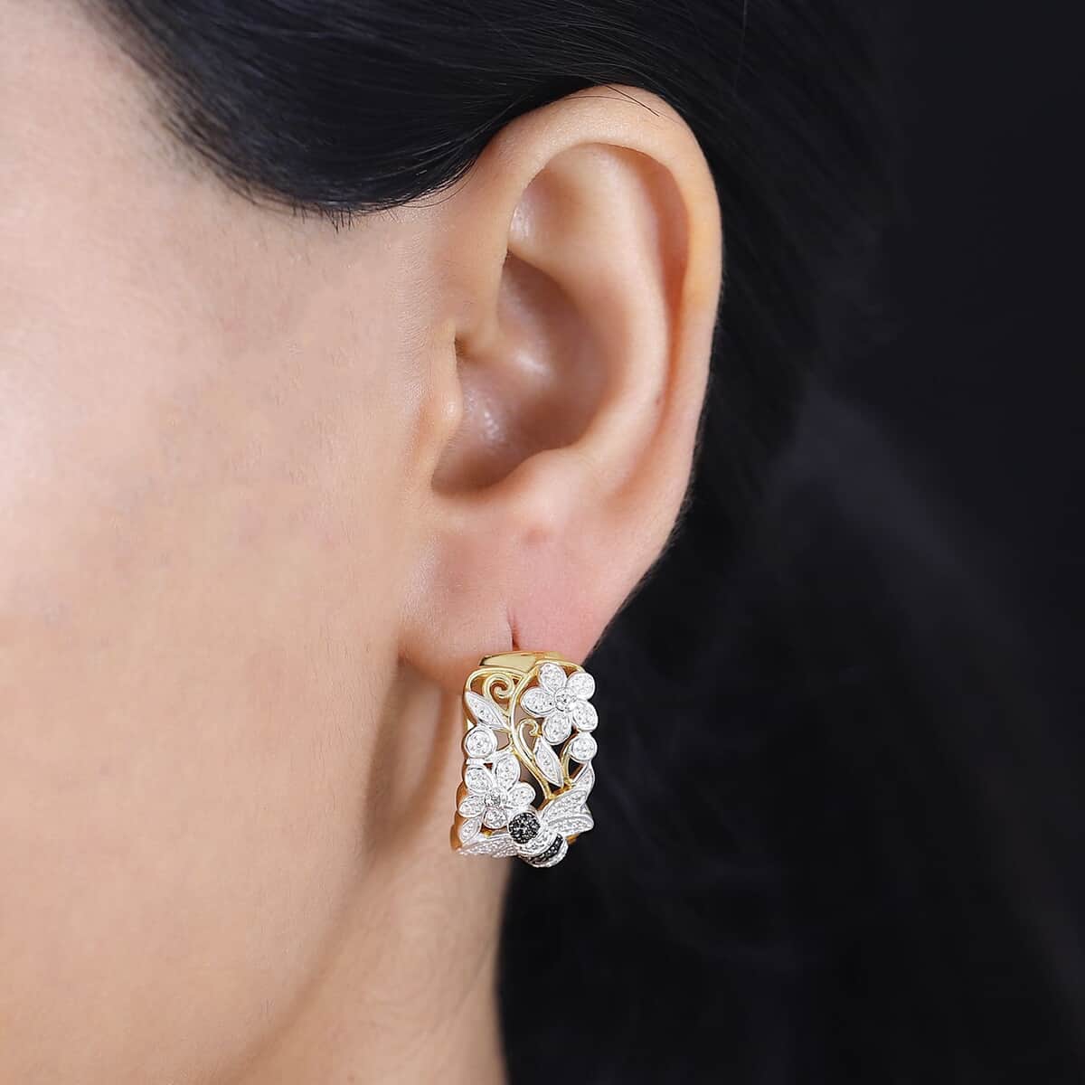 Karis White Diamond Accent Earrings in 18K YG Plated image number 2