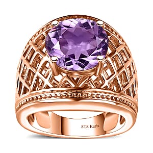 Karis Rose De France Amethyst 3.40 ctw Ring in 18K Rose Gold Plated (Size 6.0)