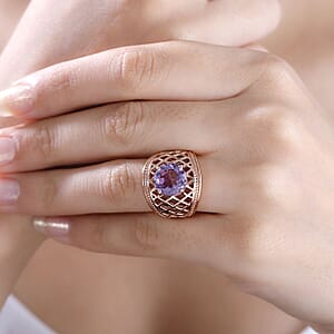 Karis Rose De France Amethyst 3.40 ctw Ring in 18K Rose Gold Plated (Size 6.0)