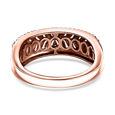 Karis Natural Champagne Diamond Accent Fern Leaf Ring in 18K RG Plated (Size 10.0)