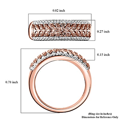 Karis Natural Champagne Diamond Accent Fern Leaf Ring in 18K RG Plated (Size 10.0)