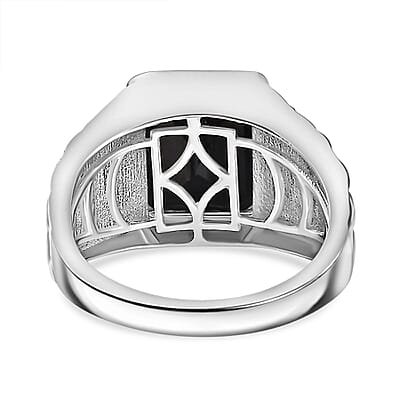 Karis Thai Black Spinel 7.15 ctw Men's Ring in Platinum Bond (Size 10.0)