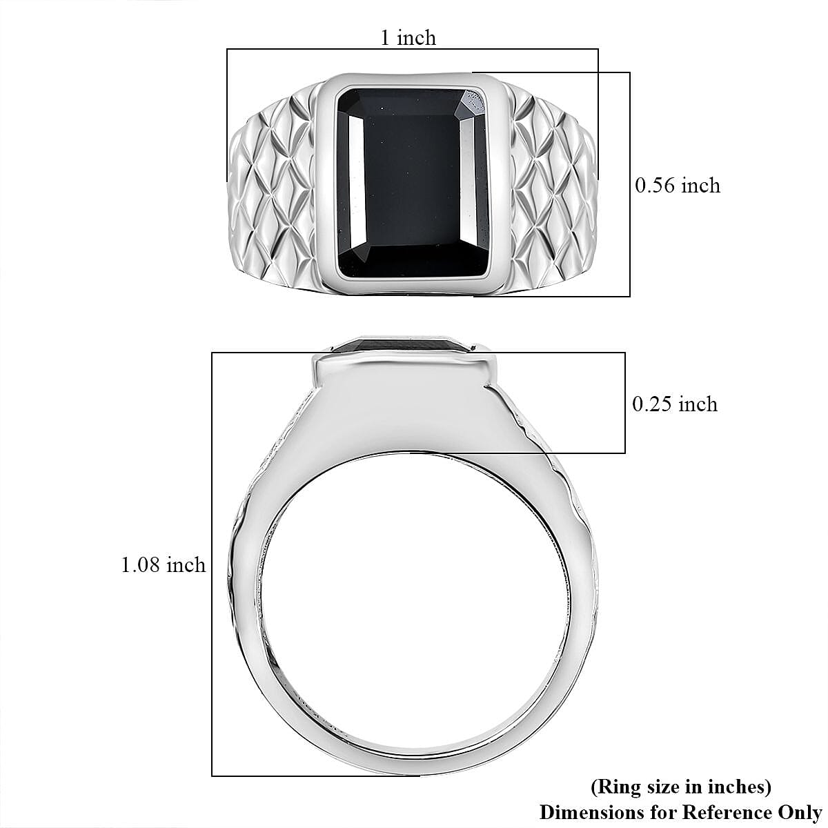 Karis Thai Black Spinel 7.15 ctw Men's Ring in Platinum Bond (Size 10.0)