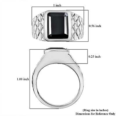Karis Thai Black Spinel 7.15 ctw Men's Ring in Platinum Bond (Size 10.0)