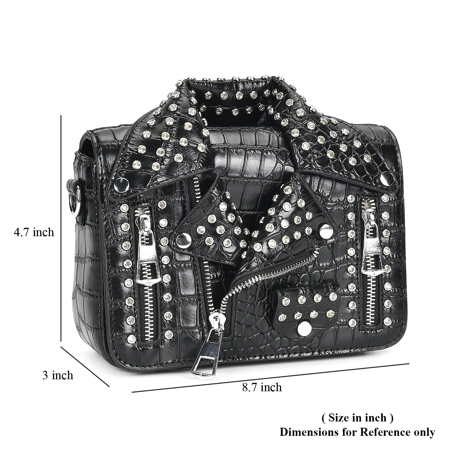 Buy Sivani Black Crocodile Embossed Faux Leather Crossbody Jacket