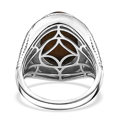 Karis Tiger's Eye 5.85 ctw Men's Ring in Platinum Bond (Size 10.0)