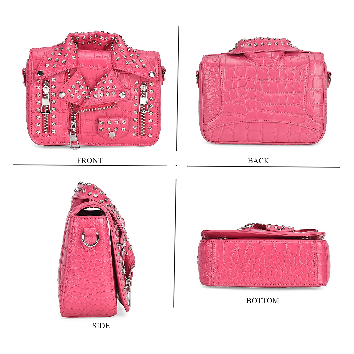 Buy Sivani Rose Pink Crocodile Embossed Faux Leather Crossbody