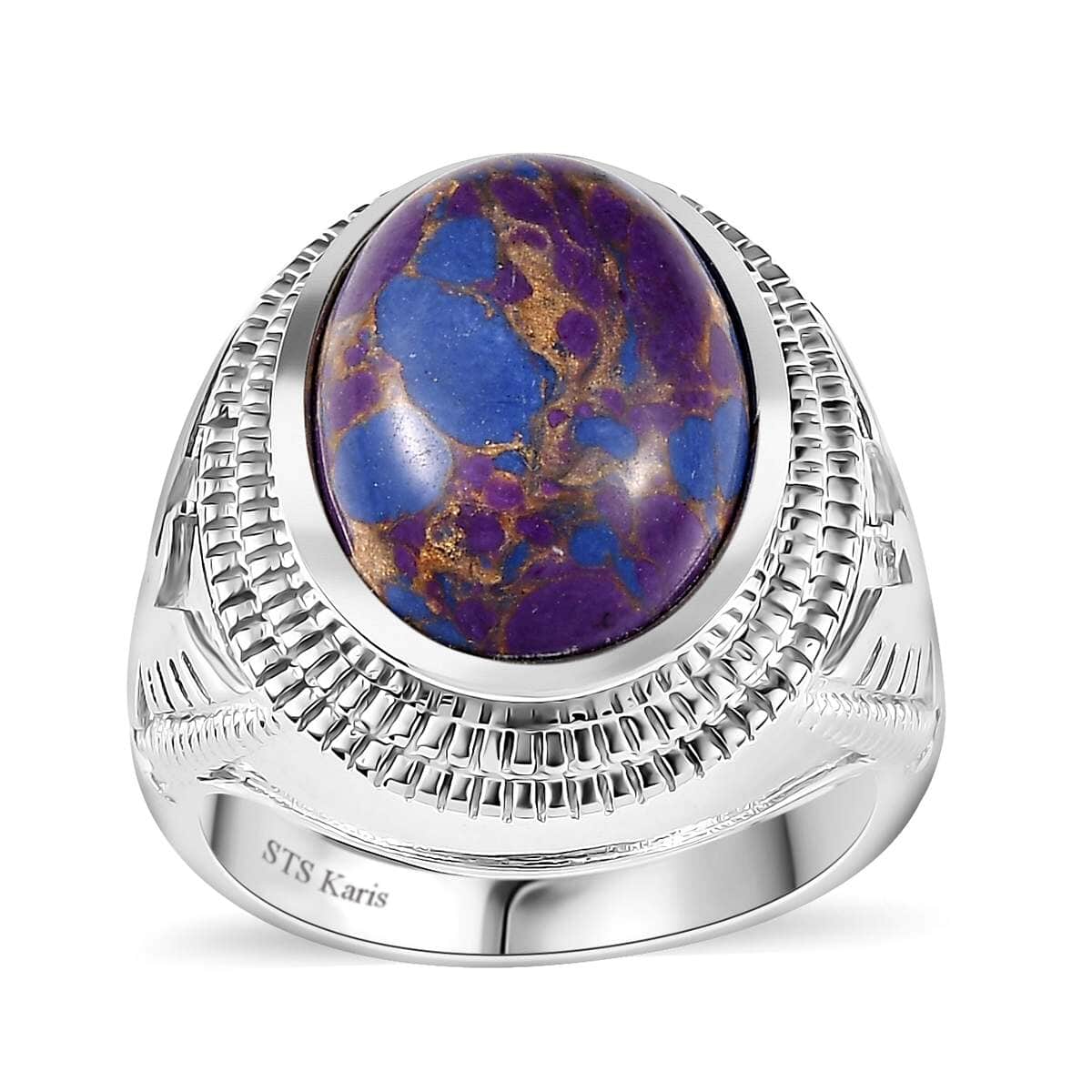 Karis Mojave Purple Turquoise 9.00 ctw Men's Ring in Platinum Bond (Size 10.0) image number 0