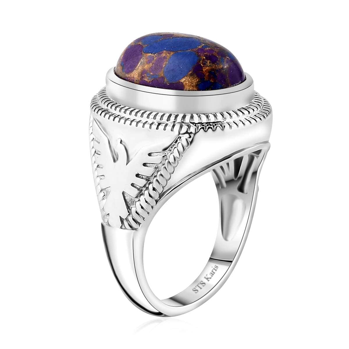 Karis Mojave Purple Turquoise 9.00 ctw Men's Ring in Platinum Bond (Size 10.0) image number 3