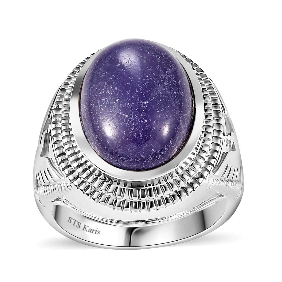 Karis Purple Jade (D) 11.80 ctw Men's Ring in Platinum Bond (Size 10.0) image number 0