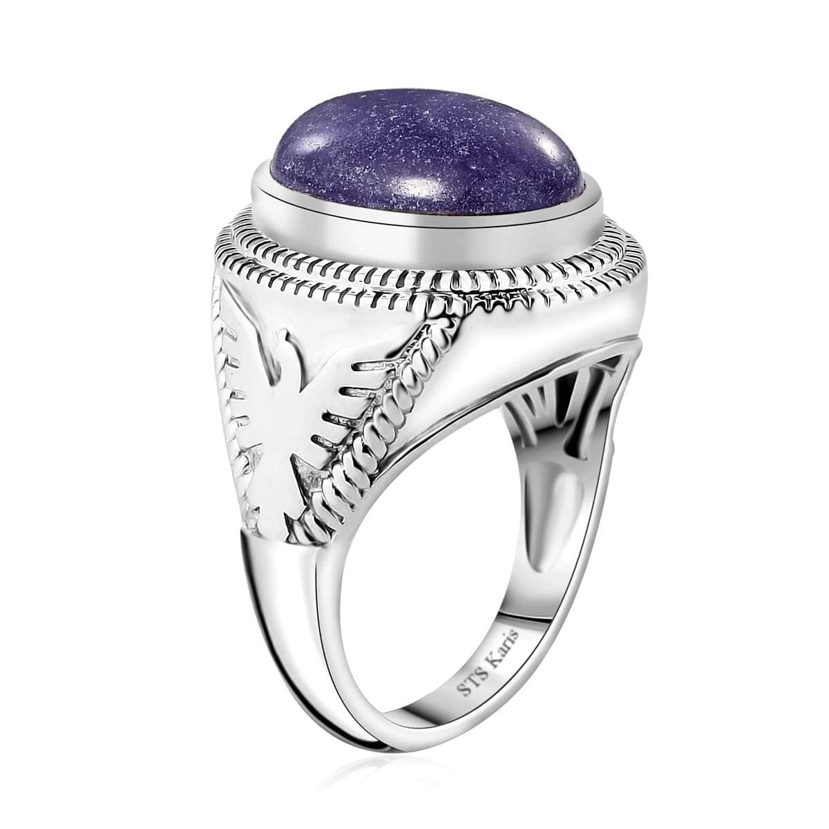 Karis Purple Jade (D) 11.80 ctw Men's Ring in Platinum Bond (Size 10.0) image number 3