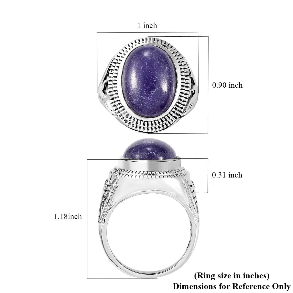 Karis Purple Jade (D) 11.80 ctw Men's Ring in Platinum Bond (Size 10.0) image number 5