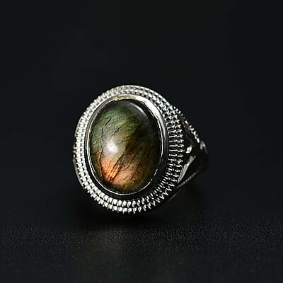 Karis Malagasy Labradorite 10.25 ctw Men's Ring in Platinum Bond (Size 10.0)