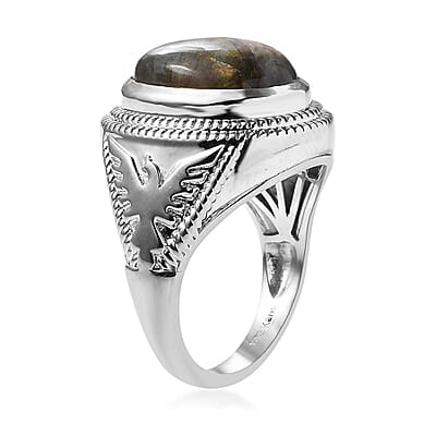 Karis Malagasy Labradorite 10.25 ctw Men's Ring in Platinum Bond (Size 10.0)