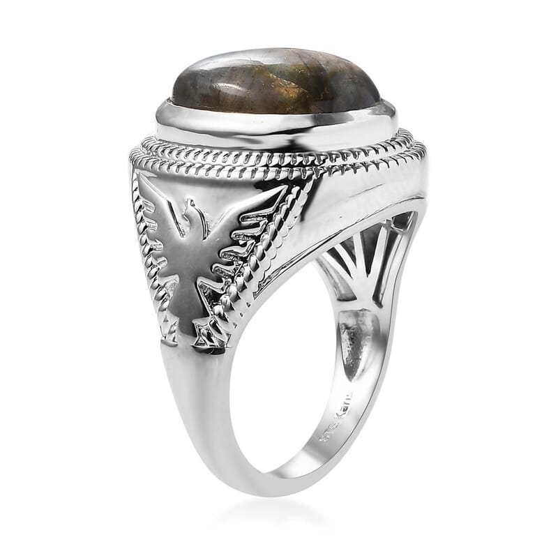 Karis Malagasy Labradorite 10.25 ctw Men's Ring in Platinum Bond (Size 10.0)