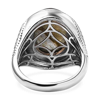 Karis Malagasy Labradorite 10.25 ctw Men's Ring in Platinum Bond (Size 10.0)