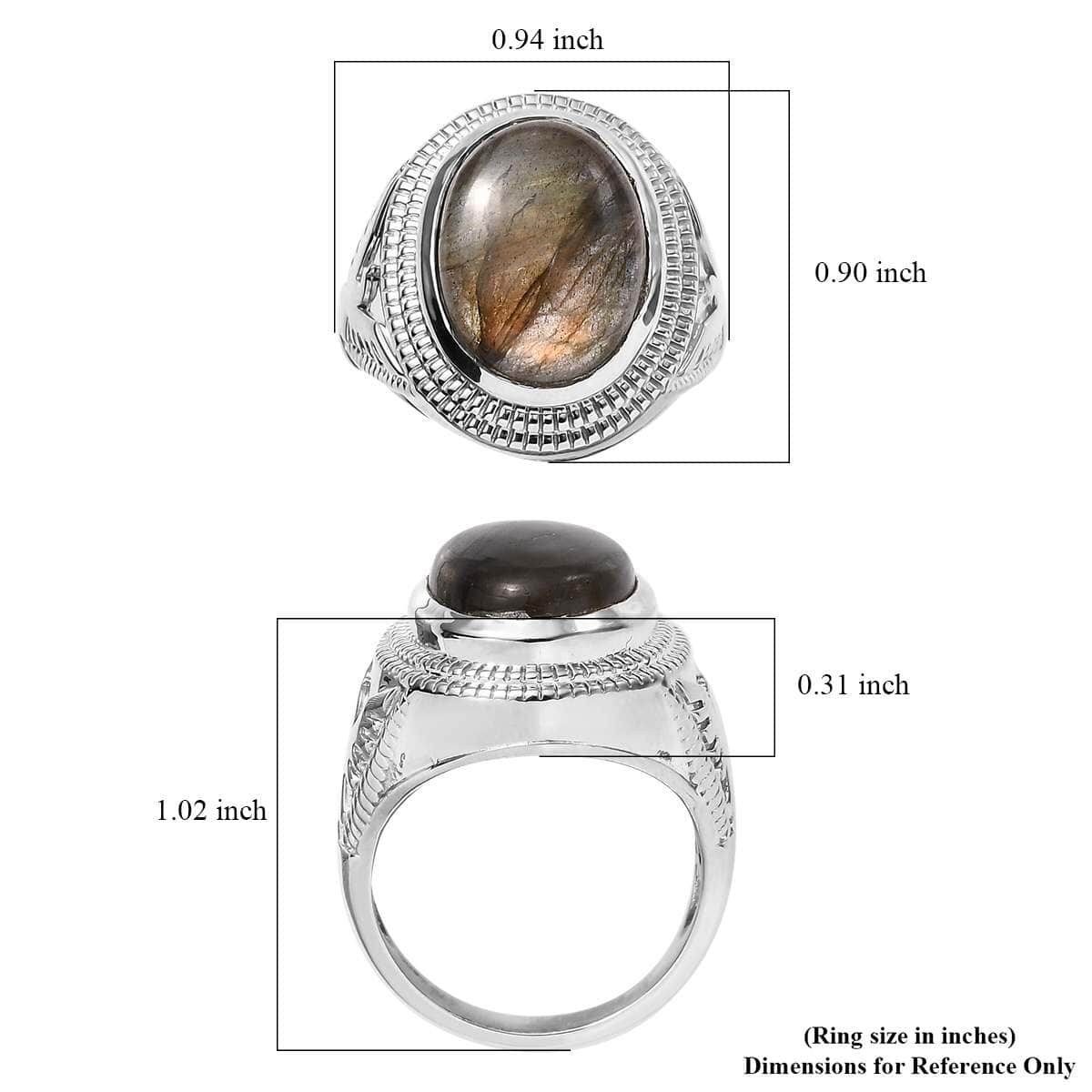 Karis Malagasy Labradorite 10.25 ctw Men's Ring in Platinum Bond (Size 10.0) image number 6