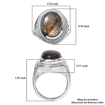 Karis Malagasy Labradorite 10.25 ctw Men's Ring in Platinum Bond (Size 10.0)