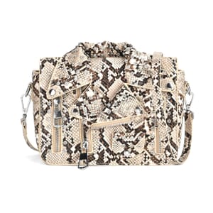 Sivani Brown Crocodile Embossed Faux Leather Crossbody Jacket Bag with Detachable Shoulder Strap
