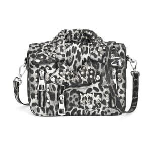 Sivani Black and White Crocodile Embossed Faux Leather Crossbody Jacket Bag with Detachable Shoulder Strap