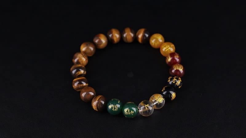 Tigers Eye and Multi Gemstone 140.00 ctw Beaded Bracelet (6.5-7.0In)