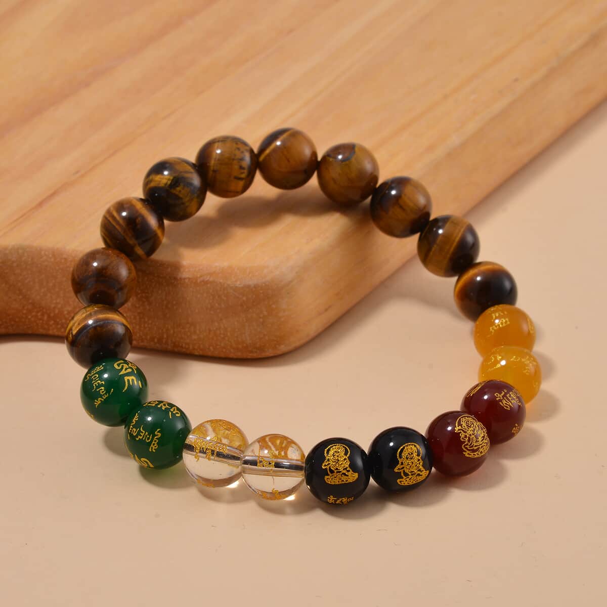 Tigers Eye and Multi Gemstone 140.00 ctw Beaded Bracelet (6.5-7.0In) image number 1