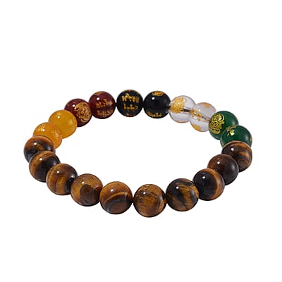 Tigers Eye and Multi Gemstone 140.00 ctw Beaded Bracelet (6.5-7.0In)