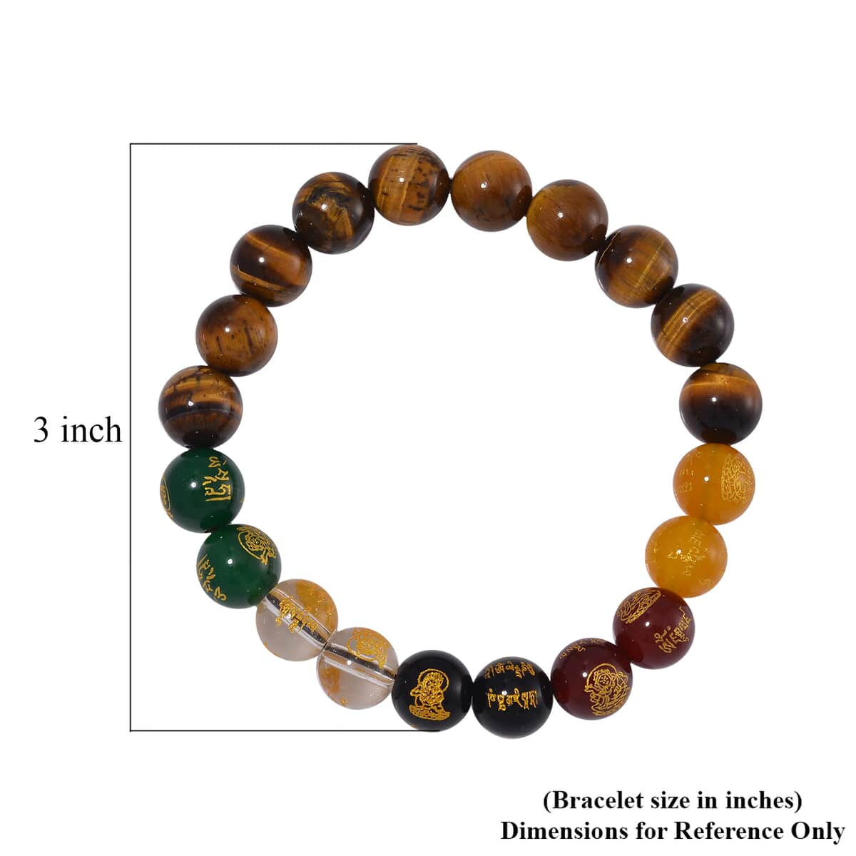 Tigers Eye and Multi Gemstone 140.00 ctw Beaded Bracelet (6.5-7.0In) image number 3