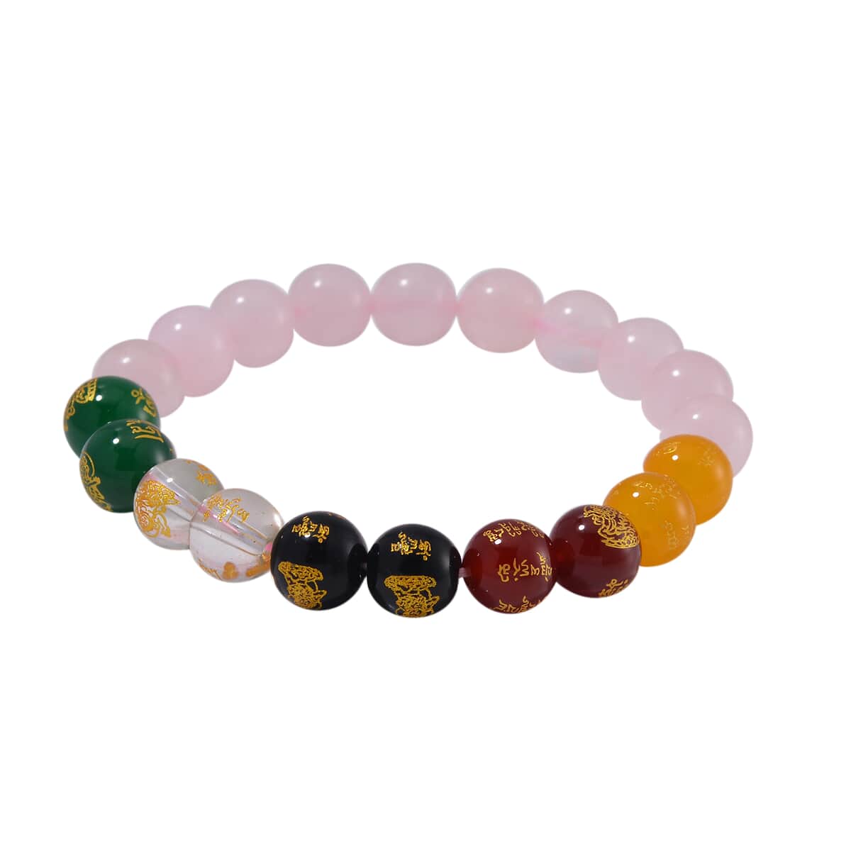 Galilea Rose Quartz and Multi Gemstone 140.00 ctw Beaded Bracelet (6.5-7.0In) image number 0