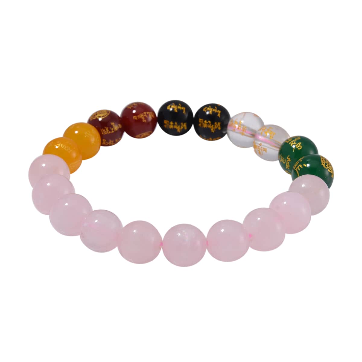 Galilea Rose Quartz and Multi Gemstone 140.00 ctw Beaded Bracelet (6.5-7.0In) image number 2