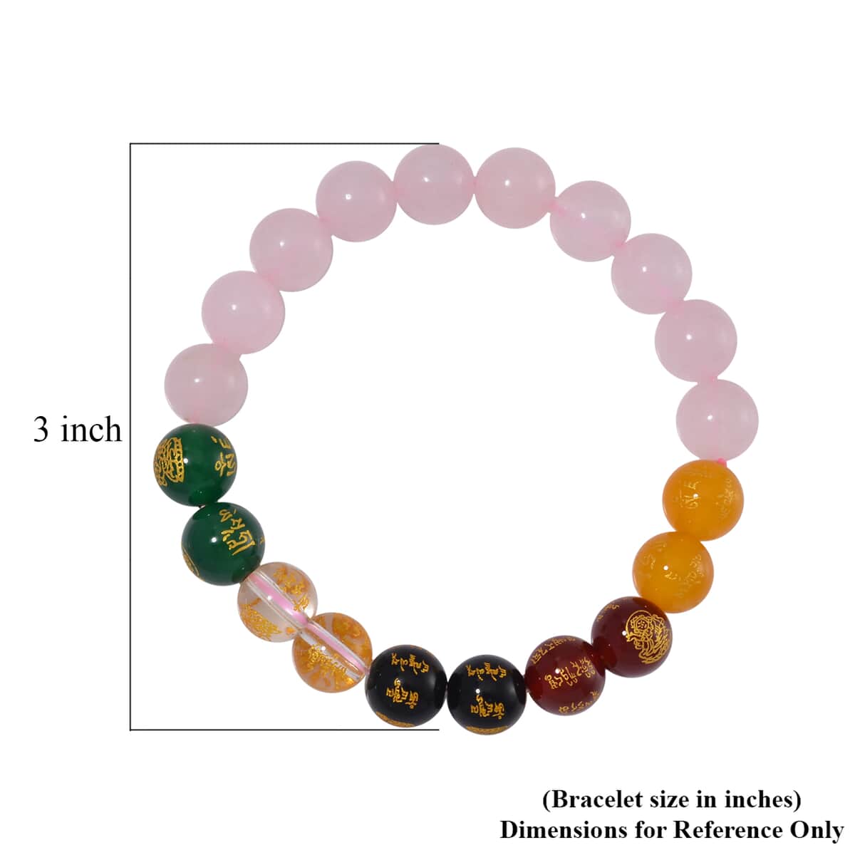 Galilea Rose Quartz and Multi Gemstone 140.00 ctw Beaded Bracelet (6.5-7.0In) image number 3