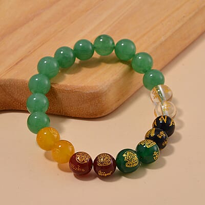Green Aventurine and Multi Gemstone 140.00 ctw Beaded Bracelet (6.5-7.0In)