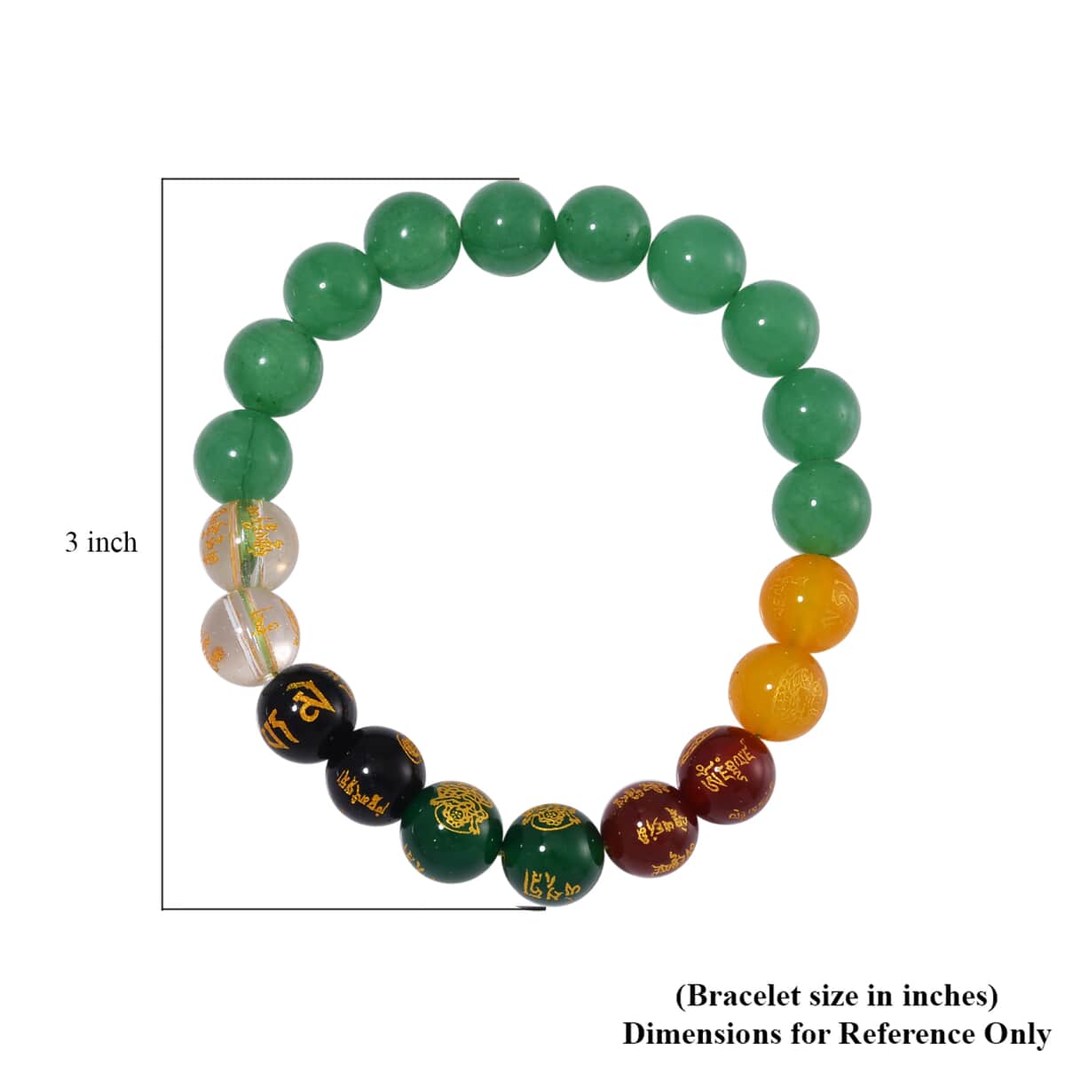 Green Aventurine and Multi Gemstone 140.00 ctw Beaded Bracelet (6.5-7.0In) image number 3