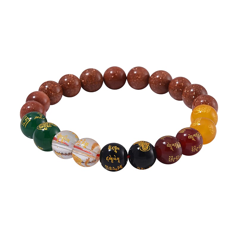 Golden Sandstone and Multi Gemstone 140.00 ctw Beaded Bracelet (6.5-7.0In)