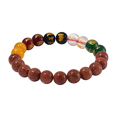 Golden Sandstone and Multi Gemstone 140.00 ctw Beaded Bracelet (6.5-7.0In)