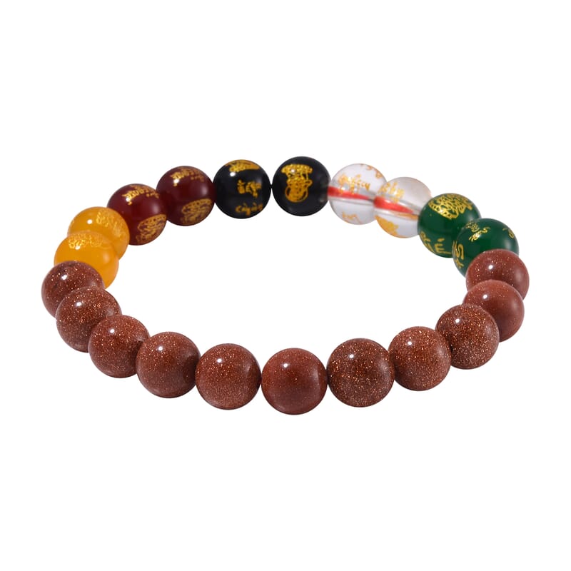 Golden Sandstone and Multi Gemstone 140.00 ctw Beaded Bracelet (6.5-7.0In)