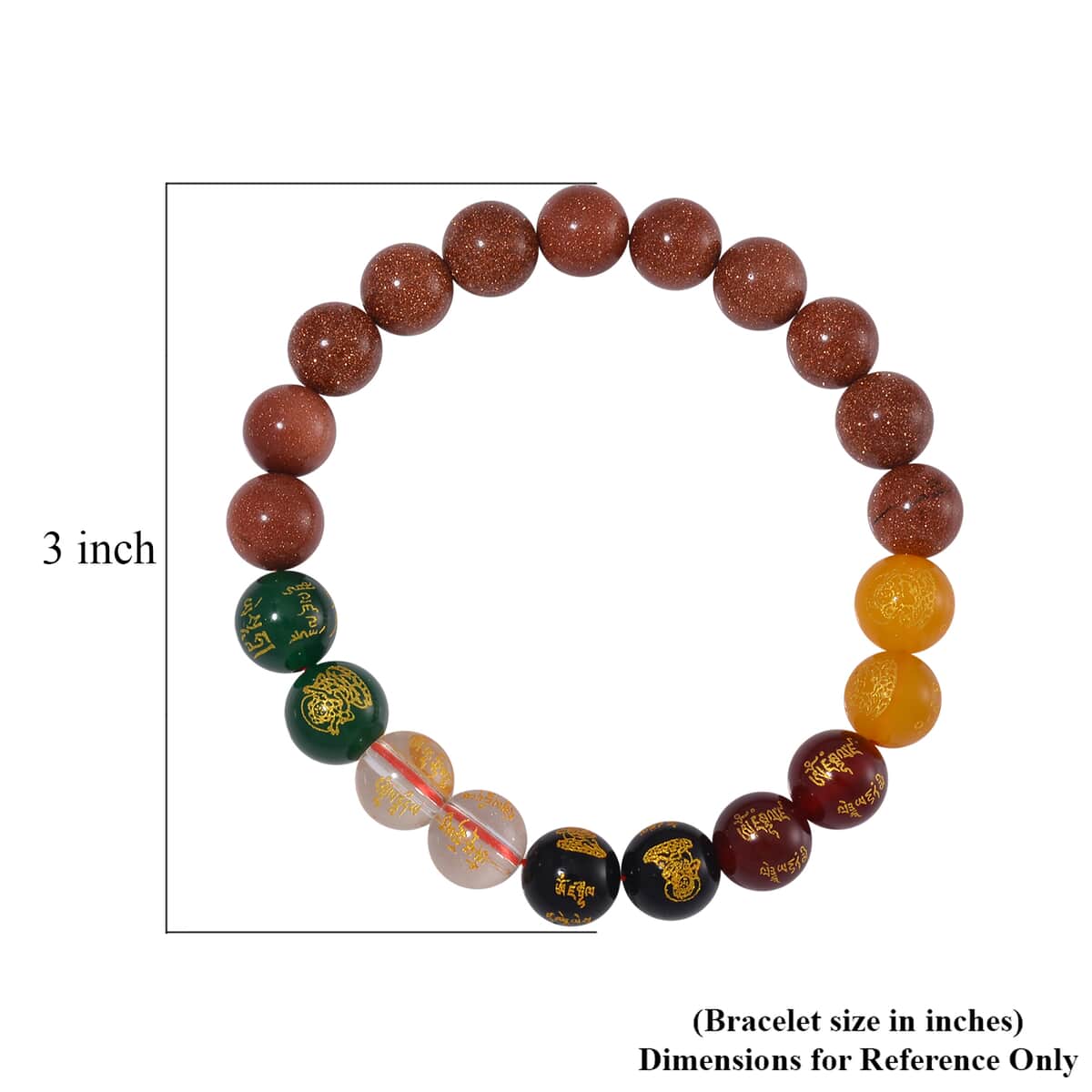 Golden Sandstone and Multi Gemstone 140.00 ctw Beaded Bracelet (6.5-7.0In) image number 3