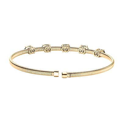 Luxoro AAA Natural Arikanga Green Tourmaline 2.30 ctw Flexible Cuff Bracelet in 10K Yellow Gold  (7.25 In) 4.50 Grams