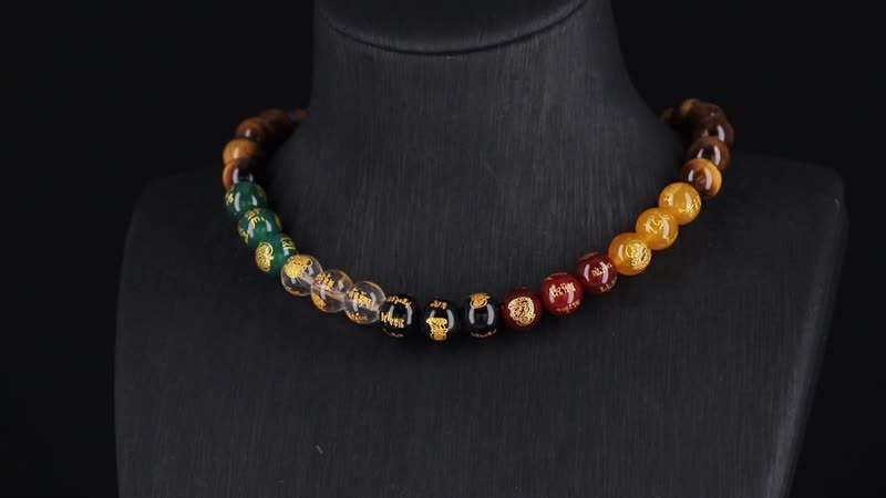 Tigers Eye and Multi Gemstone 300.00 ctw Beaded Necklace in Stainless Steel 18-20 Inches