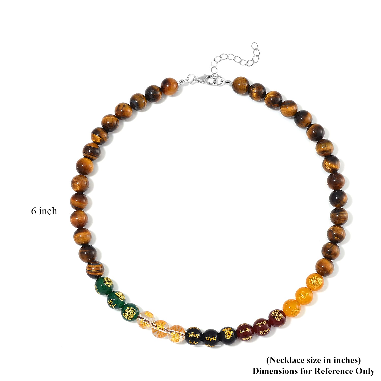 Tigers Eye and Multi Gemstone 300.00 ctw Beaded Necklace in Stainless Steel 18-20 Inches
