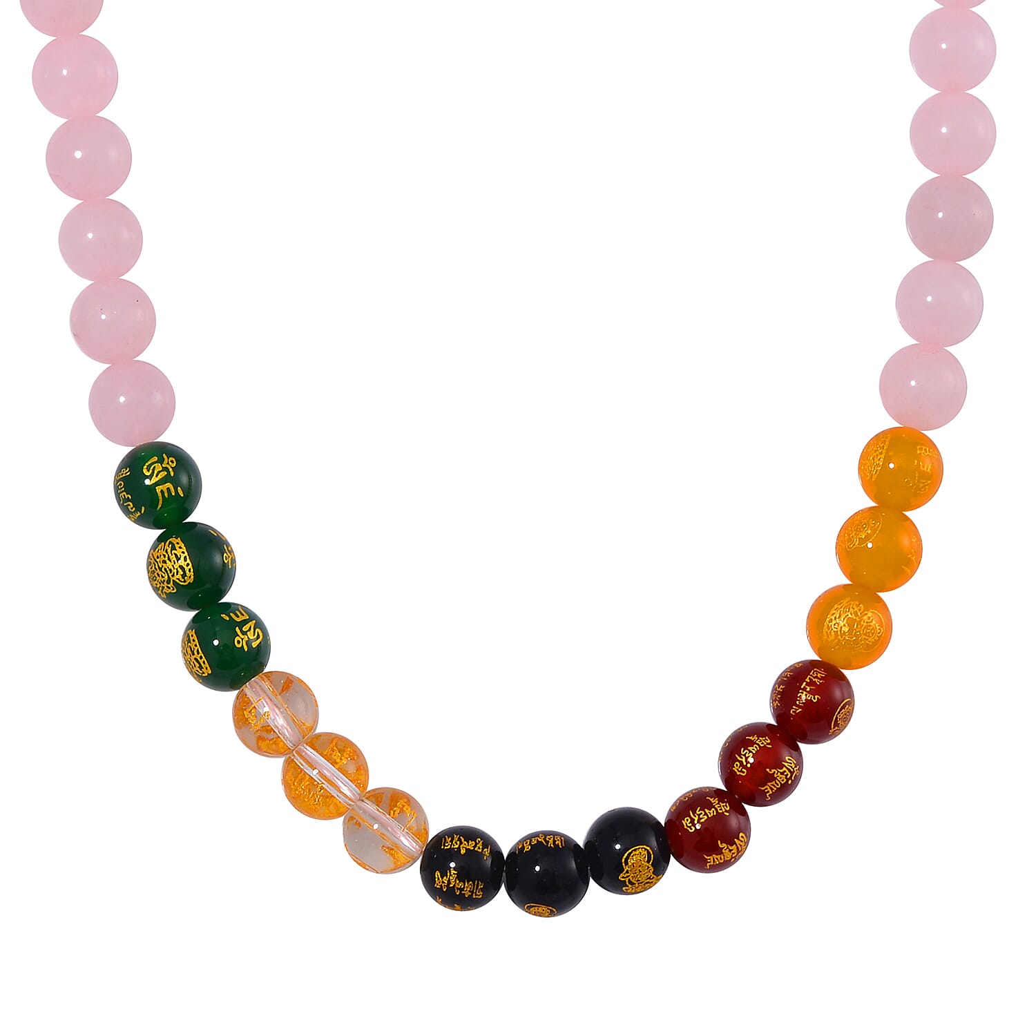 Galilea Rose Quartz and Multi Gemstone 300.00 ctw Beaded Necklace in Stainless Steel 18-20 Inches