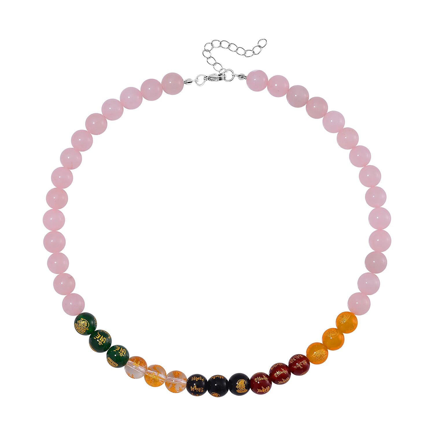Galilea Rose Quartz and Multi Gemstone 300.00 ctw Beaded Necklace in Stainless Steel 18-20 Inches