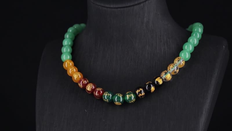 Green Aventurine and Multi Gemstone 300.00 ctw Beaded Necklace in Stainless Steel 18-20 Inches