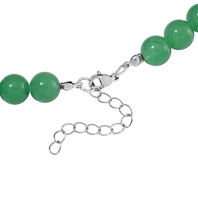 Green Aventurine and Multi Gemstone 300.00 ctw Beaded Necklace in Stainless Steel 18-20 Inches