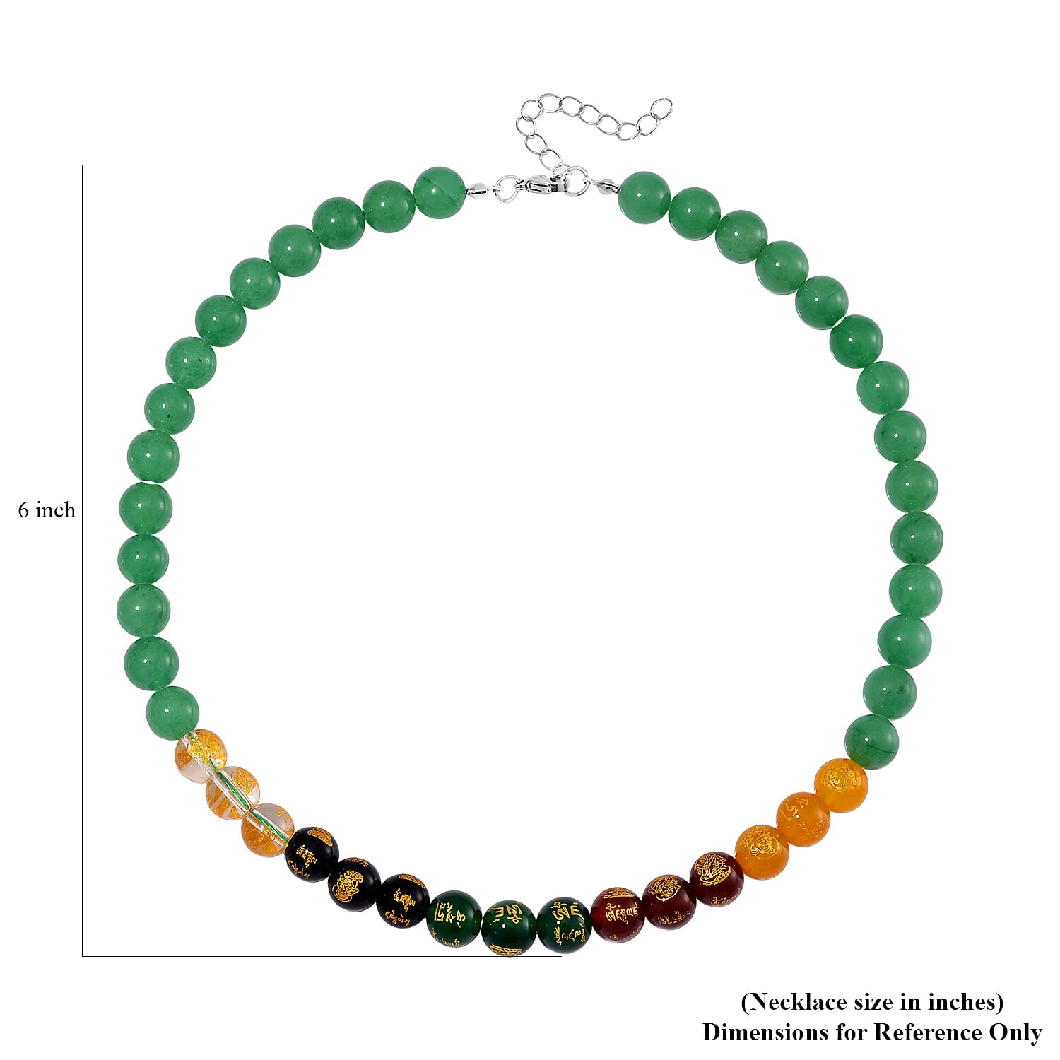 Green Aventurine and Multi Gemstone 300.00 ctw Beaded Necklace in Stainless Steel 18-20 Inches